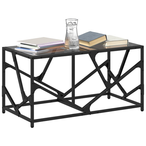 vidaXL Couchtisch mit Glasplatte Schwarz 78,5x40x41 cm Stahl