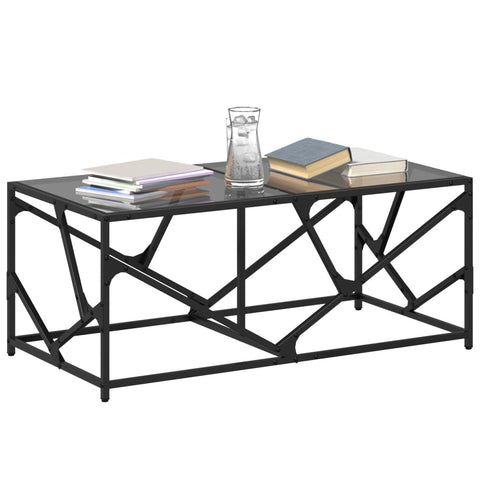 vidaXL Couchtisch mit Glasplatte Schwarz 98,5x50x41 cm Stahl