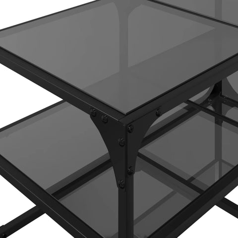 vidaXL Couchtisch mit Glasplatte Schwarz 78,5x40x45 cm Stahl