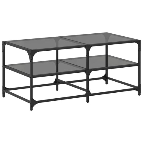 vidaXL Couchtisch mit Glasplatte Schwarz 98,5x50x45 cm Stahl