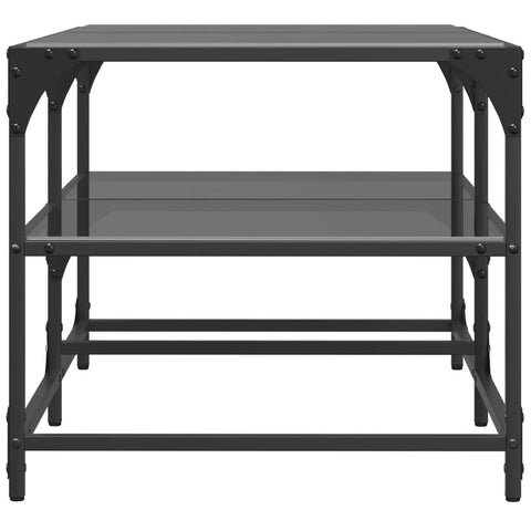 vidaXL Couchtisch mit Glasplatte Schwarz 98,5x50x45 cm Stahl