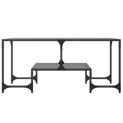 vidaXL Couchtisch mit Glasplatte Schwarz 98,5x50x45 cm Stahl