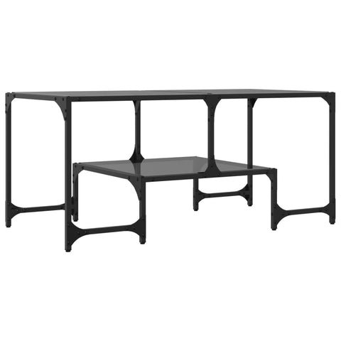 vidaXL Couchtisch mit Glasplatte Schwarz 98,5x50x45 cm Stahl