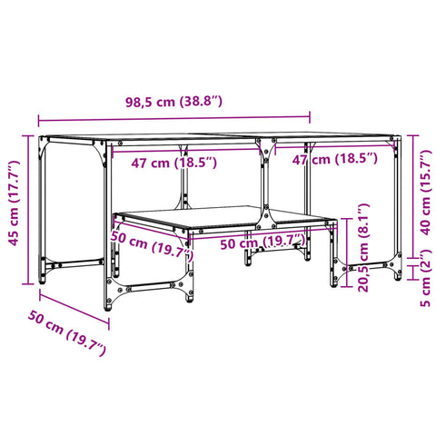 vidaXL Couchtisch mit Glasplatte Schwarz 98,5x50x45 cm Stahl