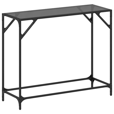 vidaXL Konsolentisch mit Glasplatte Schwarz 98x35x81 cm Stahl