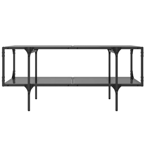 vidaXL Couchtisch mit Glasplatte Schwarz 98,5x50x45 cm Stahl