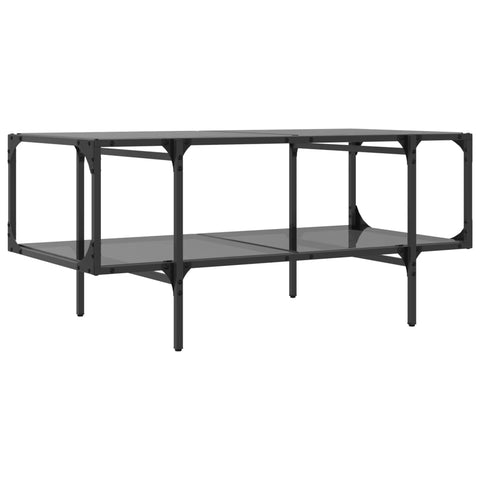 vidaXL Couchtisch mit Glasplatte Schwarz 98,5x50x45 cm Stahl