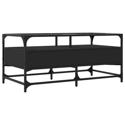 vidaXL Couchtisch mit Glasplatte Schwarz 98,5x50x45 cm Stahl