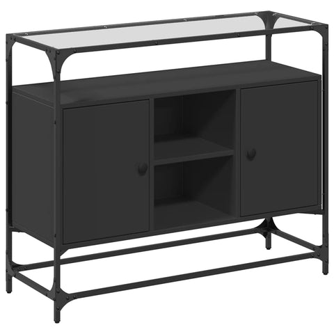 Sideboard mit Glasplatte Schwarz 98x35x81 cm Holzwerkstoff