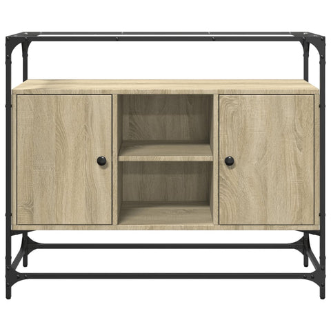 Sideboard mit Glasplatte Sonoma-Eiche 98x35x81 cm Holzwerkstoff