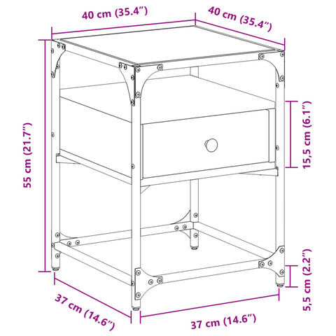 vidaXL Nachttisch Sonoma-Eiche 40x40x55 cm Holzwerkstoff