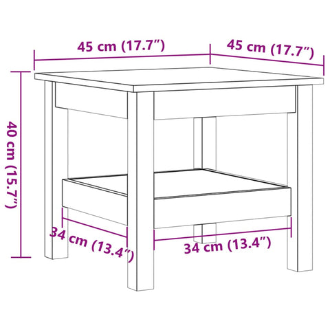 vidaXL Couchtisch Wachsbraun 45x45x40 cm Massivholz Kiefer