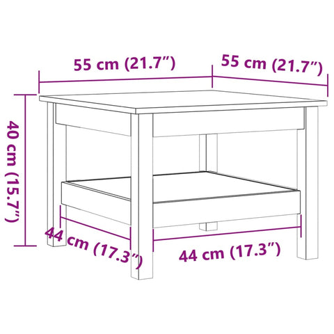 vidaXL Couchtisch Wachsbraun 55x55x40 cm Massivholz Kiefer