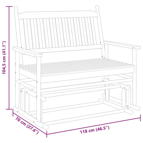 vidaXL Schaukelbank Schwarz 118x70x104,5 cm Massivholz Pappel