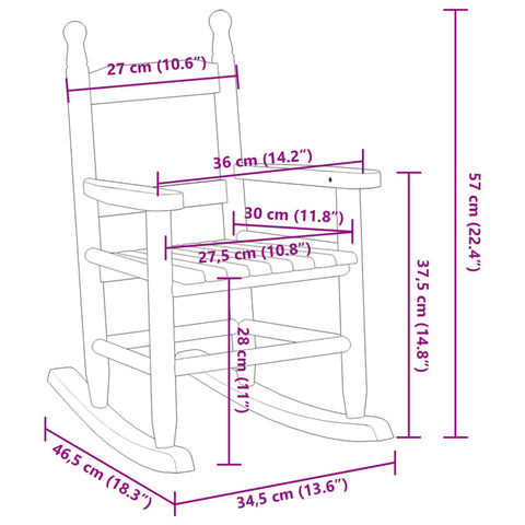 vidaXL Schaukelstuhl für Kinder Braun Massivholz Pappel