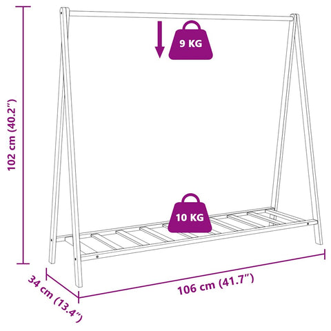 vidaXL Kleiderständer mit Ablagen 106x34x102 cm Bambus