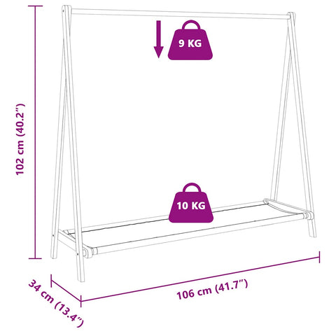 vidaXL Kleiderständer mit Ablagen 106x34x102 cm Bambus