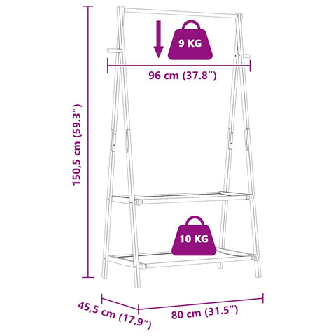 vidaXL Kleiderständer mit Ablagen 96x45,5x150,5 cm Bambus