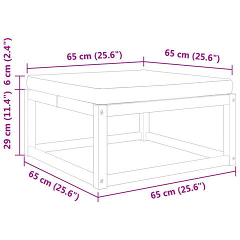 Gartenhocker mit Kissen 65x65x29 cm Massivholz Akazie