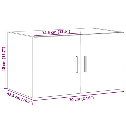 vidaXL Wandschrank Weiß 70x42,5x40 cm Holzwerkstoff