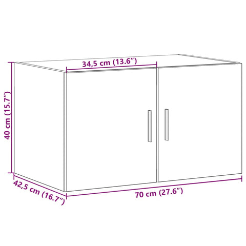 vidaXL Wandschrank Schwarz 70x42,5x40 cm Holzwerkstoff