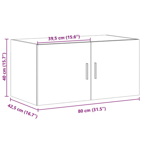 vidaXL Wandschrank Schwarz 80x42,5x40 cm Holzwerkstoff