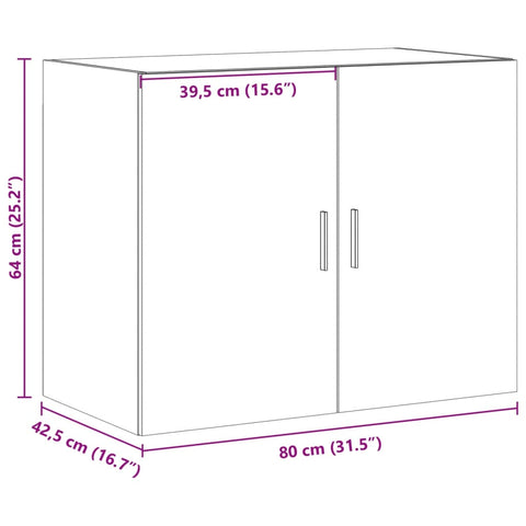 vidaXL Wandschrank Sonoma-Eiche 80x42,5x64 cm Holzwerkstoff