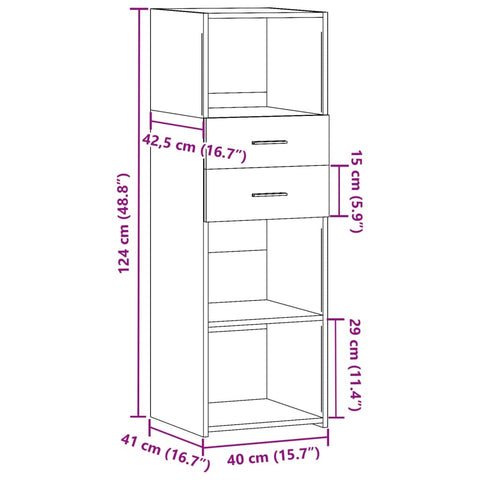 vidaXL Highboard Räuchereiche 40x42,5x124 cm Holzwerkstoff