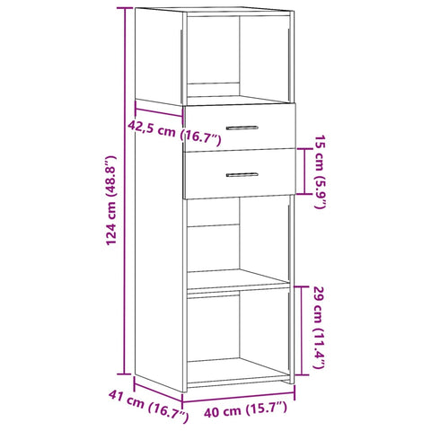 vidaXL Highboard Braun Eichen-Optik 40x42,5x124 cm Holzwerkstoff