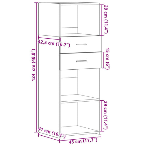 vidaXL Highboard Weiß 45x42,5x124 cm Holzwerkstoff