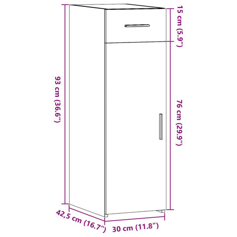 vidaXL Sideboard Grau Sonoma 30x42,5x93 cm Holzwerkstoff