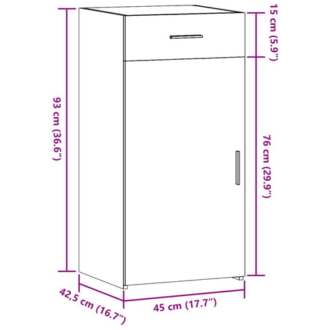 vidaXL Sideboard Sonoma-Eiche 45x42,5x93 cm Holzwerkstoff