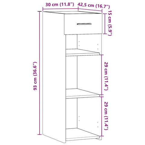 vidaXL Sideboard Schwarz 30x42,5x93 cm Holzwerkstoff