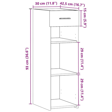 vidaXL Sideboard Sonoma-Eiche 30x42,5x93 cm Holzwerkstoff