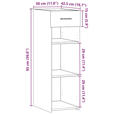 vidaXL Sideboard Grau Sonoma 30x42,5x93 cm Holzwerkstoff