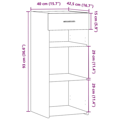 vidaXL Sideboard Sonoma-Eiche 40x42,5x93 cm Holzwerkstoff