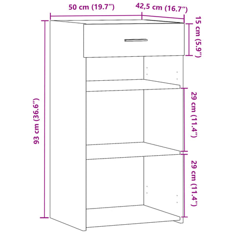 vidaXL Sideboard Weiß 50x42,5x93 cm Holzwerkstoff