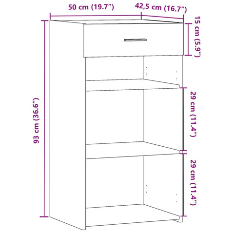 vidaXL Sideboard Schwarz 50x42,5x93 cm Holzwerkstoff