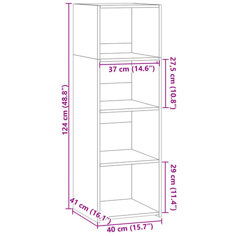 vidaXL Highboard Schwarz 40x41x124 cm Holzwerkstoff