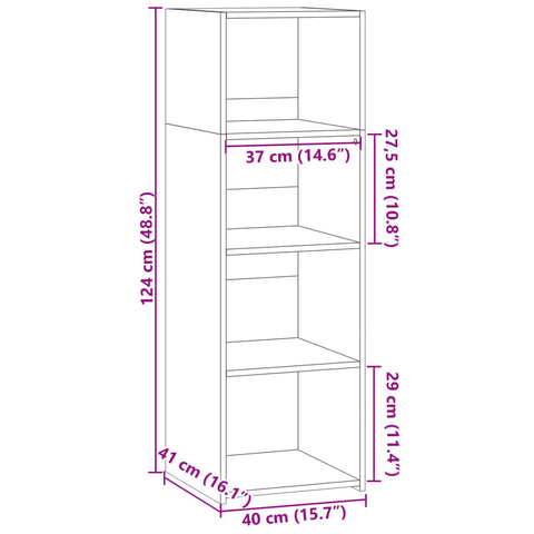 vidaXL Highboard Sonoma-Eiche 40x41x124 cm Holzwerkstoff