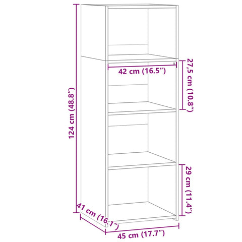 vidaXL Highboard Sonoma-Eiche 45x41x124 cm Holzwerkstoff