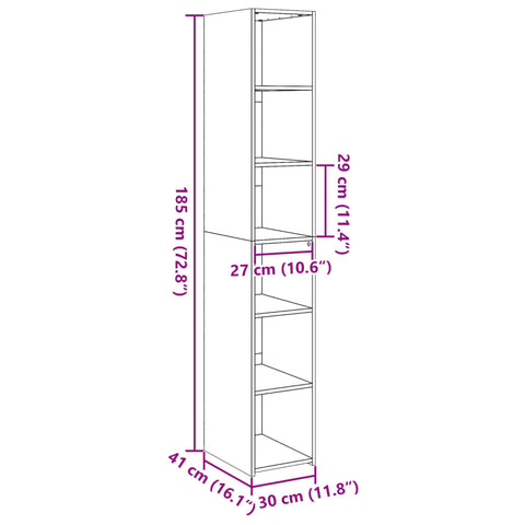 vidaXL Highboard Betongrau 30x41x185 cm Holzwerkstoff