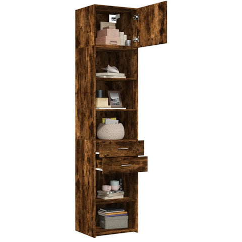 vidaXL Hochschrank Schmal Räuchereiche 50x42,5x225 cm Holzwerkstoff