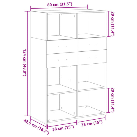 vidaXL Highboard Weiß 80x42,5x124 cm Holzwerkstoff