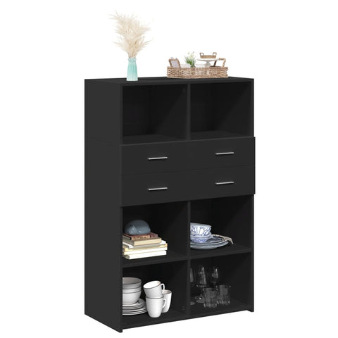 vidaXL Highboard Schwarz 80x42,5x124 cm Holzwerkstoff