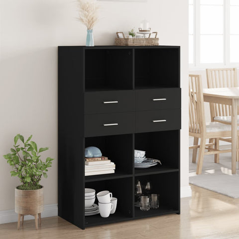 vidaXL Highboard Schwarz 80x42,5x124 cm Holzwerkstoff