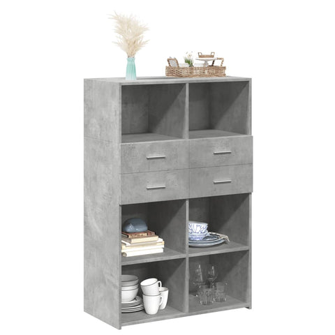 vidaXL Highboard Betongrau 80x42,5x124 cm Holzwerkstoff