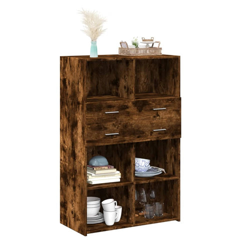 vidaXL Highboard Räuchereiche 80x42,5x124 cm Holzwerkstoff