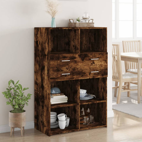 vidaXL Highboard Räuchereiche 80x42,5x124 cm Holzwerkstoff