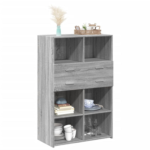 vidaXL Highboard Grau Sonoma 80x42,5x124 cm Holzwerkstoff